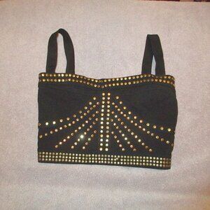 Vtg Y2K Salty Savage Bustier Crop Top Size S Rhinestones Studs Baddie Goth Punk